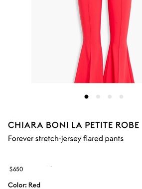 Zara Boni La Petite Robe Red Stretch-Jersey Flared Pants IT 38 size